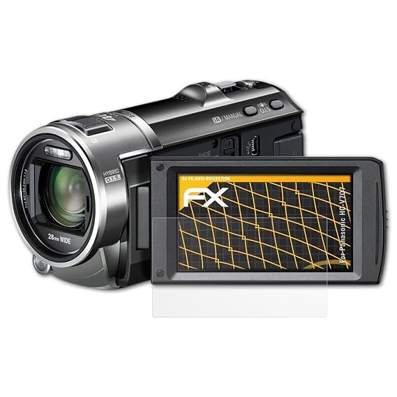 atFoliX Panzerfolie kompatibel mit Panasonic HC-V707 Schutzfolie, entspiegelnde und stoßdämpfende FX Folie (3X)