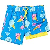 SURF CUZ Boys Swim Trunks with Boxer Brief Liner Toddler Boy Stretch Swimsuit Shorts Quick Dry Swimming Trunks Bathing Suit