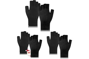 MENOLY 3 Pairs Winter Half Finger Gloves Fingerless Gloves for Women Men Warm Stretchy Fingerless Knit Gloves Typing Gloves One Size Fits Men Women Teens, Black
