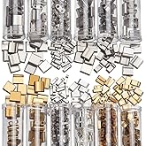 NBEADS About 468 Pcs 3 Sizes 2-Hole Beads, 3 Colors 1/4 Half 5x5mm/5x2mm/5×1mm Mini Japanese Glass Seed Beads for Bracelet Necklace Earring Jewelry Making