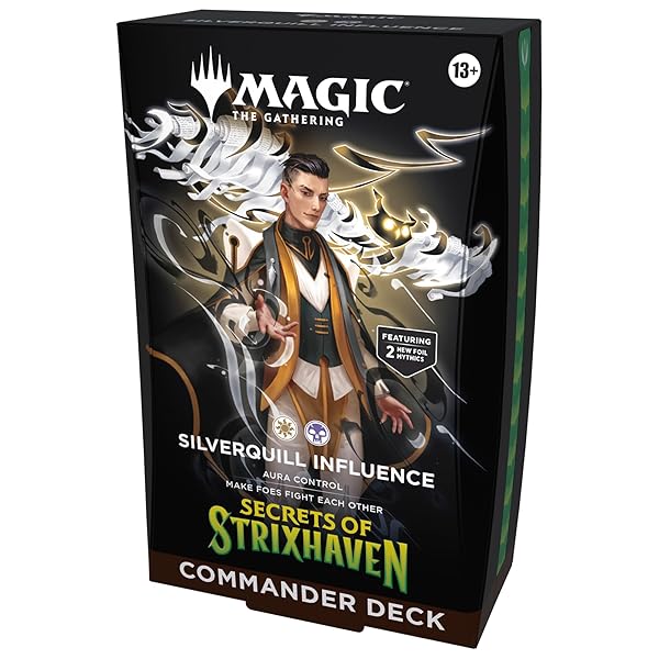 MAGIC: THE GATHERING SECRETS OF STRIXHAVEN COMMANDER DECK – SILVERQUILL INFLUENCE (100-CARD DECK, DECK BOX + ACCESSORIES)