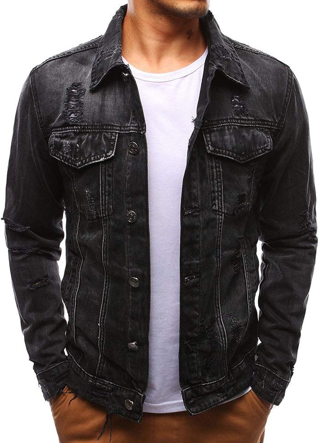 khaki oversized denim jacket