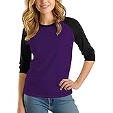 Decrum Baseball Shirt Women - Casual Fashion 3/4 Length Sleeve Womens Raglan Tops
