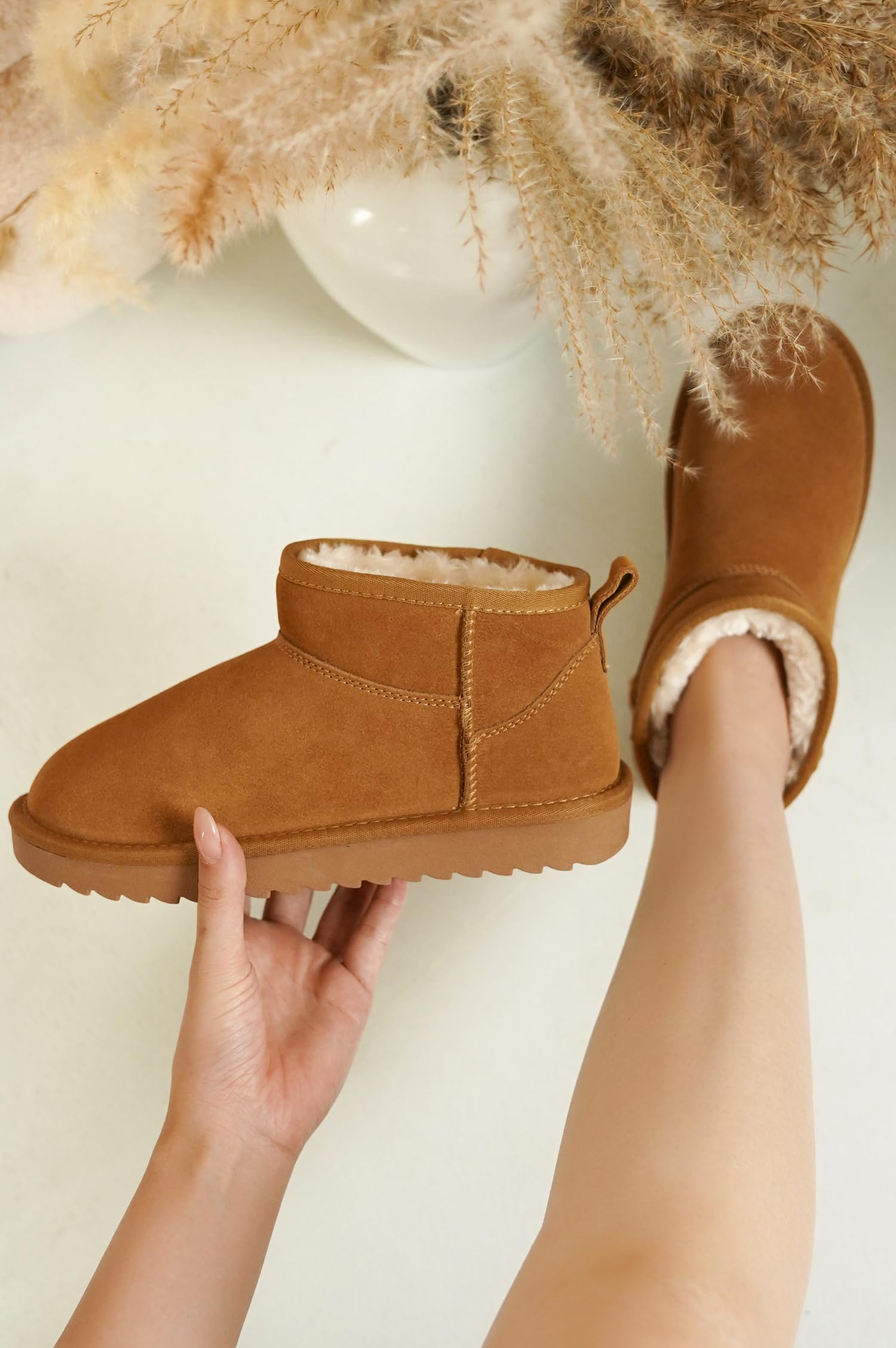 Project Cloud Genuine Suede Ankle Boots for Women - Water Resistant with Memory Foam Insole Winter Boots for Women - Trending Shoes & Comfortable Women's Ankle Boots (Hippy)