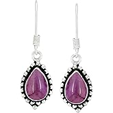 Natural Moonstone Lapis Labradorite Dangle Earrings 7x10mm Pear Gemstones 925 Silver Overlay handmade Dangle Earrings for Women