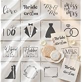 16Pcs 4x4Inches Wedding/Engagement Cookie Stencils, Love/Bride to Be/Miss to Mrs/I Do Stencil for Baking, Royal Icing, Sugar Cookie, Bridal Shower Decor, Cards Decorating Tools &amp; Personalized Gifts