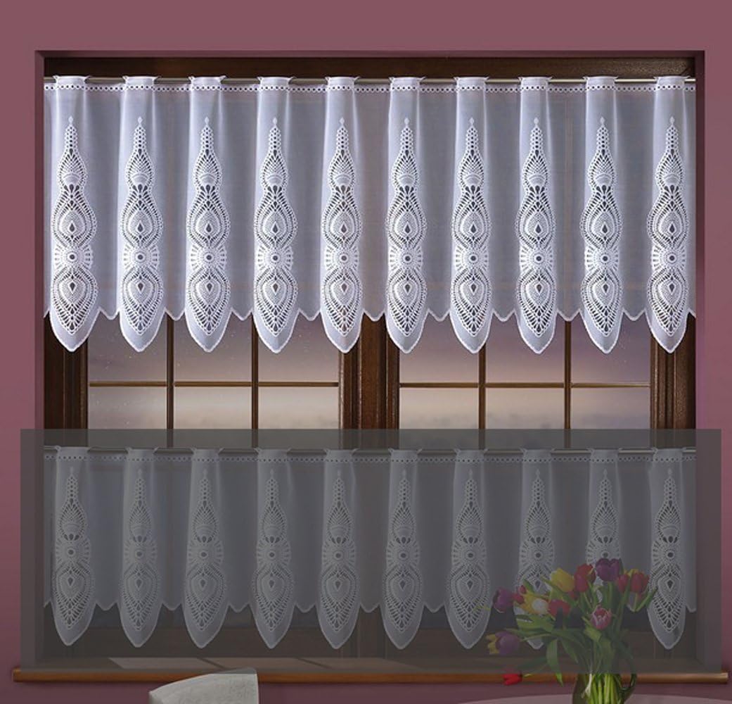 MforStyle White Cafe Net Curtain Sold by the metre Drop 28" (70cm