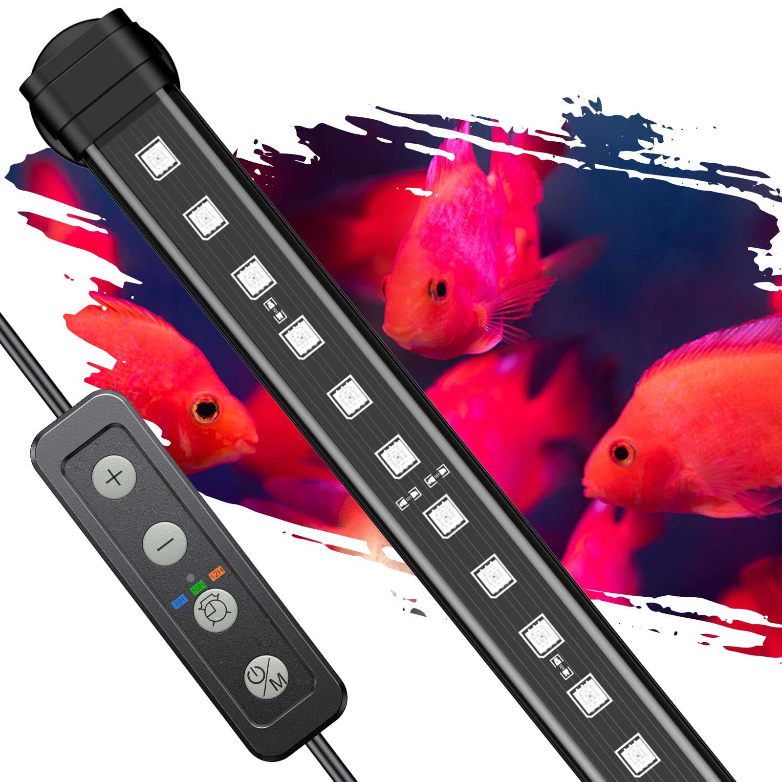 Photo 1 of Pawfly 8 Inch 8 W Aquarium Color Enhancement Light for 8" to 15" Fish Tanks, IPX8 Waterproof Aquarium Enhancing LED Light, Brilliant RGB Lights with 7 Single Effects Timer & Adjustable Brightness