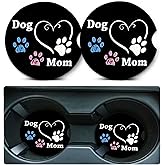Car Coasters for Cup Holders,2 Pack Dog Mom Paw Car Coasters,2.75" Universal Size Anti Slip Rubber Mat,Automotive Cup Holder Decal Decor Accessories,Dog Mom Paw Gifts for Women,Men,Mom