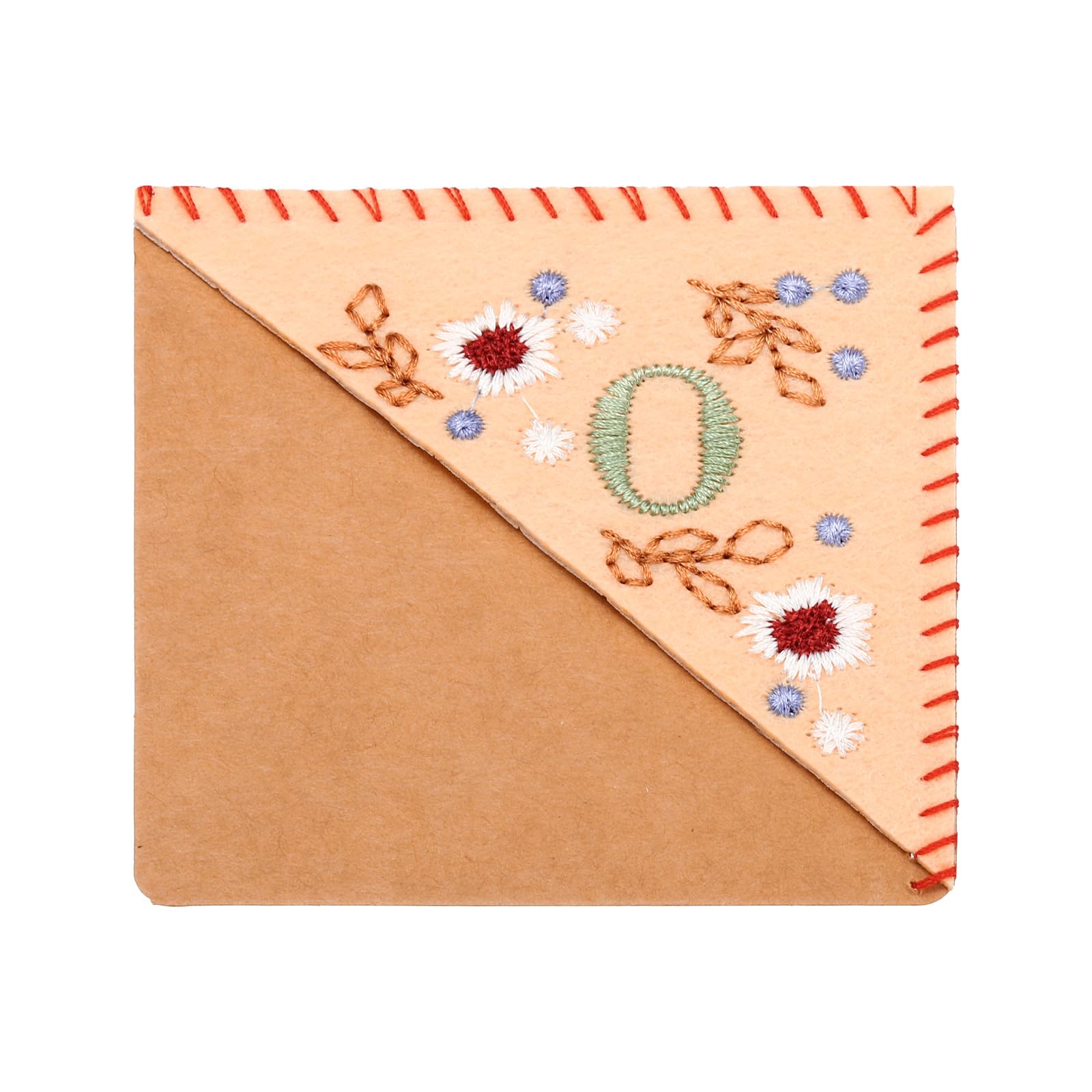 PATIKIL Personalized Embroidered Corner Bookmark, Cute Flower Felt Stitched Triangle Book Mark Page Marker for Women Men Book Lovers Teachers, Pink, Letter O