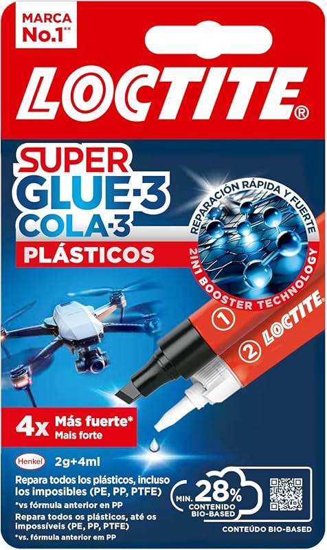 Super Glue-3 Plásticos, Pegamento Instantáneo Transparente, 2g/4ml