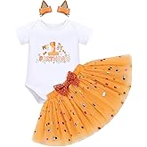 IMEKIS Baby Girl Half 1st 2nd Birthday Outfit Romper Confetti Tutu Skirt Dog Ears Hair Clips Cake Smash Photo Shoot