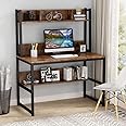 Tribesigns Computer Desk with Hutch, 42" Study Desk with Bottome Storage Shelve, Workstaion for Home Office, Small Space, 42" W x 19" D x 55" H