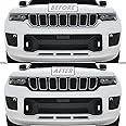 SlickMod Chrome Delete Blackout Vinyl Overlay for 2021-2023 Jeep Grand Cherokee L Front Bumper Trim (2. Front Bumper Trim, Gloss Black)