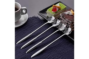 4 Pack 4.92 Inches Flower Tea Spoon Stainless Steel Cute Coffee Teaspoon Set for Drink Mixing Milkshake Jam
