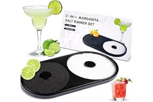 Margarita Salt Rimmer Set, 1 Pack Bar Salt and Sugar Rimmer with Sponge, 2-in-1 Bar Glass Cocktail Rim Set, Dishwasher Safe B