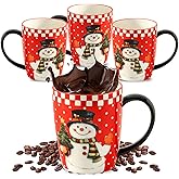 HASENSE Coffee Mugs for Valentine's Day, 15 OZ Coffee Cups Ceramic Set of 4 with Handle for Man Woman, Colorful Christmas Porcelain Coffee Cups Set for Tea, Cocoa, Milk, Latte and Cappuccino