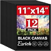 12 Pack Black Canvas for Painting 11x14 Inch, Canvas Boards for Painting, Cotton Primed Acid Free Blank Canvas Panels for Oil, Acrylic Paint and Tempera.