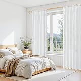MRTREES White Voile Curtains 2 Panels 132x137 cm Rod Pocket 54 Drop view 6
