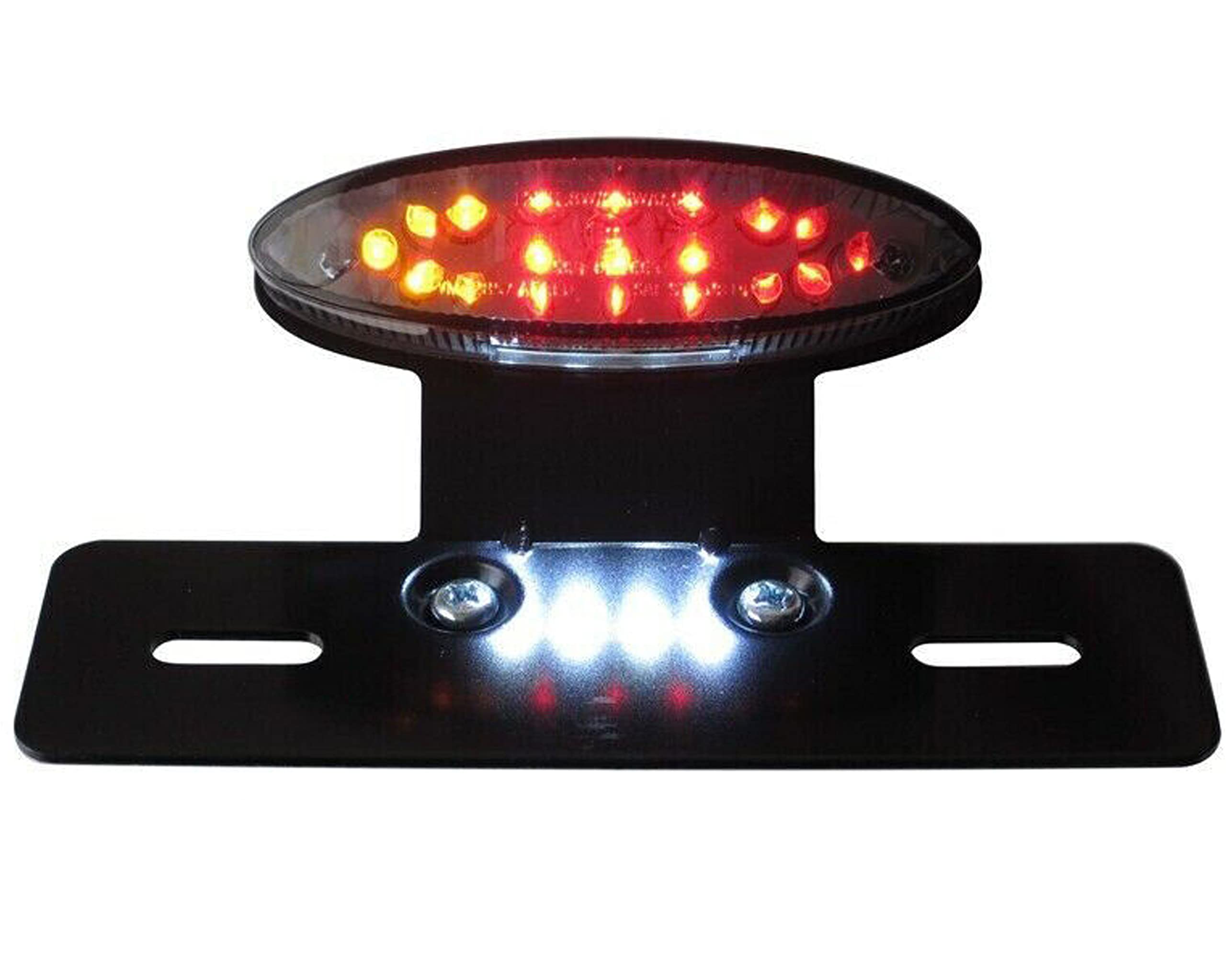 Alchemy Parts Motorbike LED Stop/Tail Light with Integrated IndicatorsTurn Signals Tinted Lens Metal Bracket for