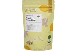 Heavenly Tea Leaves Organic Lemon Ginger, Bulk Compostable Herbal Tea Sachet (50 Pyramid Tea Bags) - 100% Plastic Free, Premium Quality Whole Leaf Tea in a Convenient Tea Bag