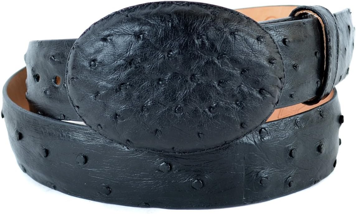 Original Black Ostrich Skin Western Style Belt