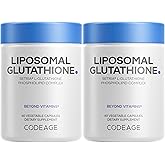 Codeage Liposomal Glutathione Supplement - Pure Reduced Setria L-Glutathione, Liposomal Delivery, Phospholipid Complex - Vegan, Non-GMO - 2-Pack