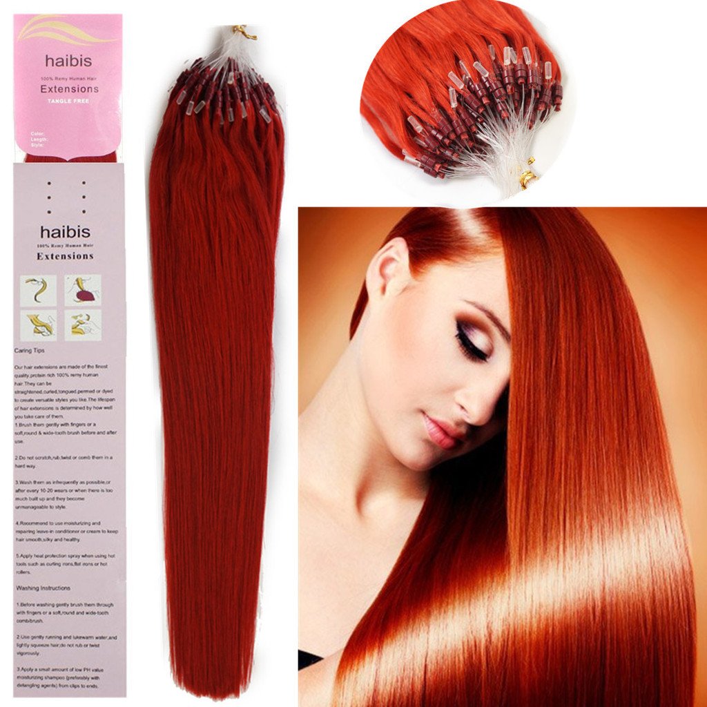 20 1g S Red Haibis 16 22 Straight Micro Loop Remy Human