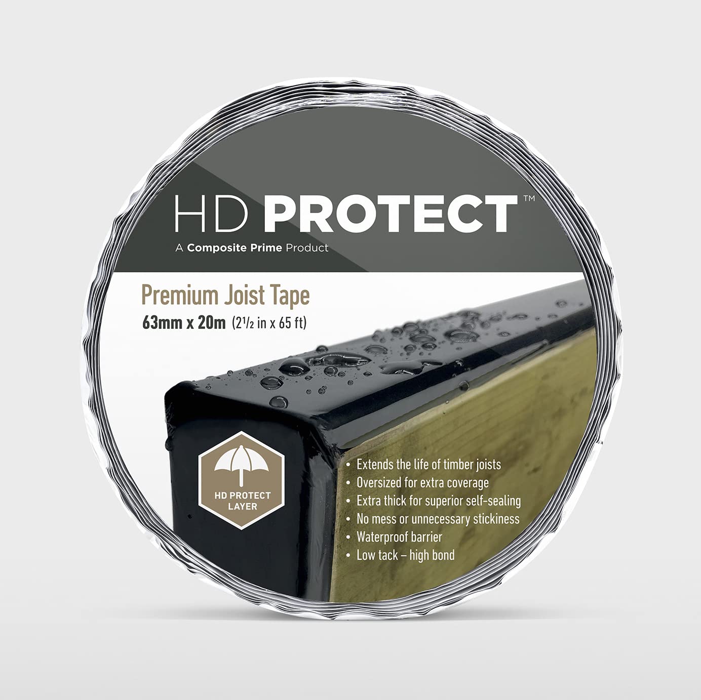 HD Protect, Joist Tape, Premium Joist and Flashing Tape Perfect for Decking, Superior Self Sealing, Extends the Life of Timber Joists By Preventing Rot, 63 Millimetre x 20 Metre