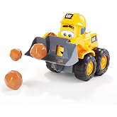 CAT Construction Toys, Front Loader Toy - Interactive Forward &amp; Back Motion, Lights &amp; Sounds, Animated Face - Batteries &amp; Play Rocks Included - Ages 2+
