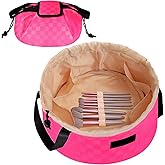 FANGENKE Women's Day Gifts Drawstring Makeup Organizer Bag,Large Lay Makeup Bag,Portable Waterproof Leather Travel Drawstring Bags - Durable, Machine Washable Toiletry Bag for Travel (Rose red large)