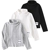 Fdqin Girl's Sweater Long Sleeve Turtleneck Kids Fashion Ribbed Knit Pullover Sweater Fall Winter Clothes 4-12Years