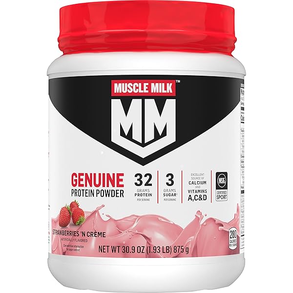 MUSCLE MILK GENUINE PROTEIN POWDER, STRAWBERRIES ‘N CRÈME,...