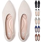 Vipost Knit Ballet Flats for Women, Pointed Toe Foldable Slip On Flats Shoes - Lightweight Breathable Dressy Flats for Work, Travel, Wedding