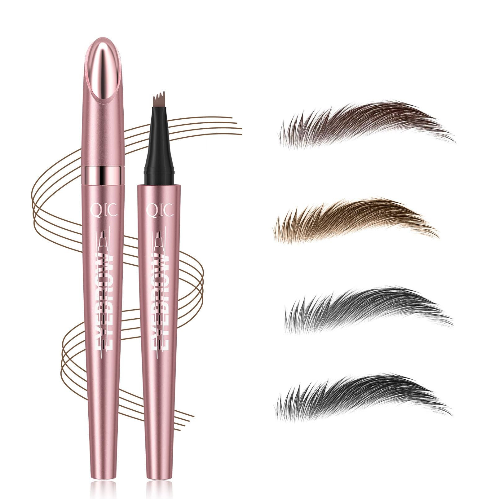 2024 New Magic Eyebrow Pencil with 4 Micro-Fork Tip Long-lasting Waterproof Eyebrow Pen and Smudgeproof Brow Pen,Creates Natural Looking Defined Eyebrows(Light Brown)