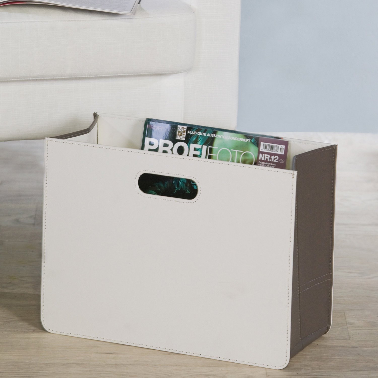 Home white Casablanca news paper basket Stylish and modern newspaper