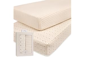 Ely's & Co. Crib Sheets, Baby Girl Fitted Crib Mattress Sheet Set, 2 Pack, 100% Jersey Knit Cotton, Infant and Toddler Nursery Bedding, 28” x 52” Pink Linear Floral Collection