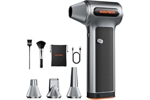 WOLFBOX MF200 Electric Air Duster with Removable Battery & 4 Nozzles, Cordless 3-Speed Adjustable Mini Blower for Computer Ke