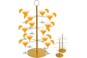SRXAMZUS Champagne Tower for Parties, 3-Tier 12-Glasses Cocktail Tree Stand Countertop Wine Glass Holder for Drinks, Champagne Stand Drink Tower Wine Glasses Display for Champagne , Martini, Margarita Cups