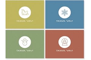 OLYPHAN Thank You Cards Kids 24 Winter Card Boxed - Cute Simple Small Blank Box Set for Kids (Boys & Girls) / Adults 3x5 Note Card with Envelopes Recycled Brown Rustic/Eco