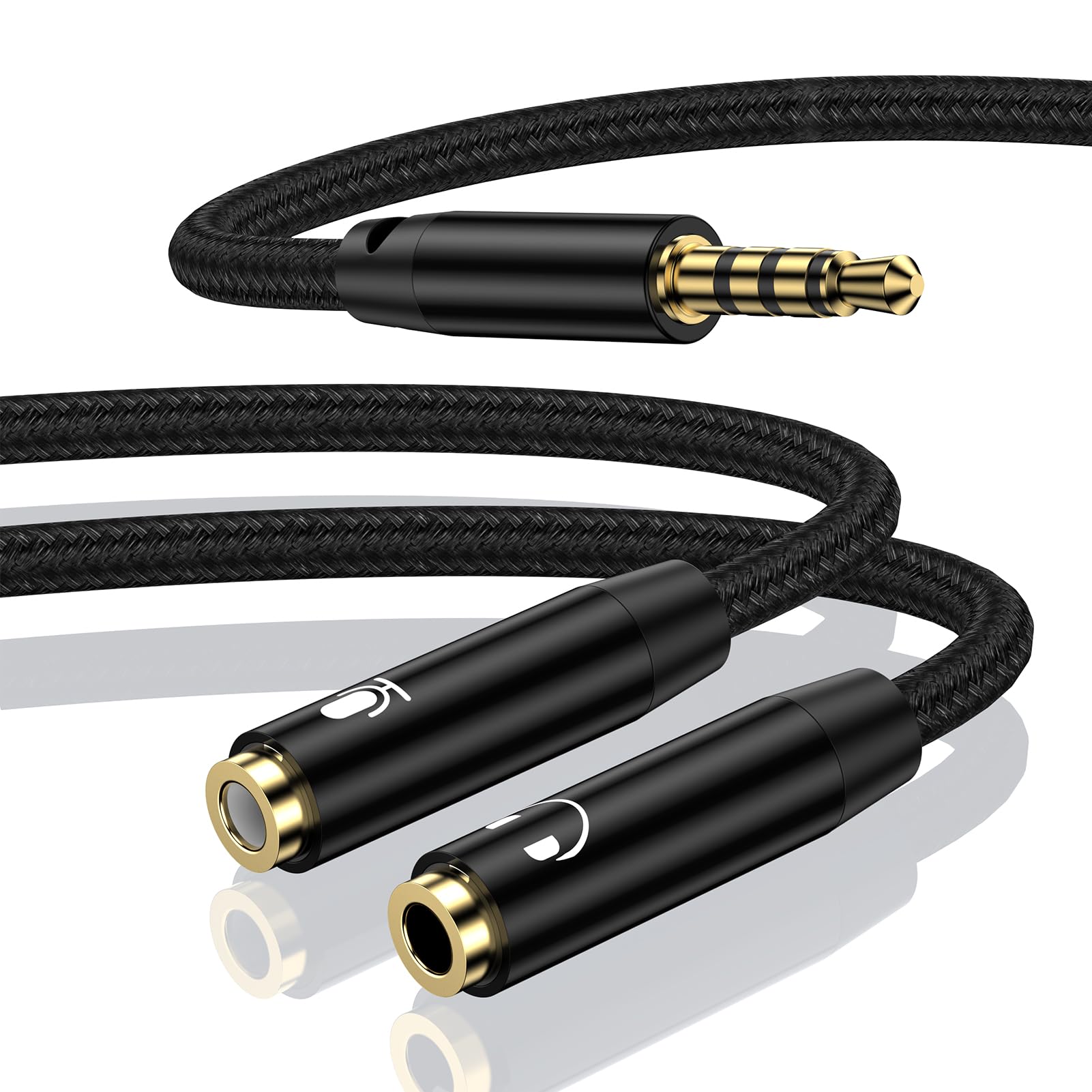 Photo 1 of Headphone Splitter Adapter, 3.5mm 2 Female to 1 Male Dual Headphone & Microphone Jack Adapt er Audio Stereo Y Splitters Hi-Fi Sound Aux Extension Cable for Earphone Phone PS5 PS4 Switch Tablets