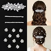 Wecoe 13 Pcs Silver Rhinestone Hair Clips Decorative Hair Pins Bobby Pins Barrette for Women Hair Pieces Jewelry for Women Wedding Bridal Bride Flower Girl Hair Accessories
