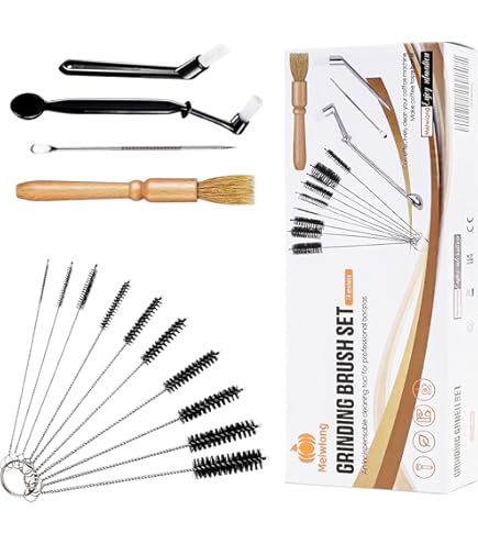 Lot De 2 Brosses Nettoyage Moulin à Café & Balai Main - Outils Barista Pro En Bois Robuste Pour Expresso