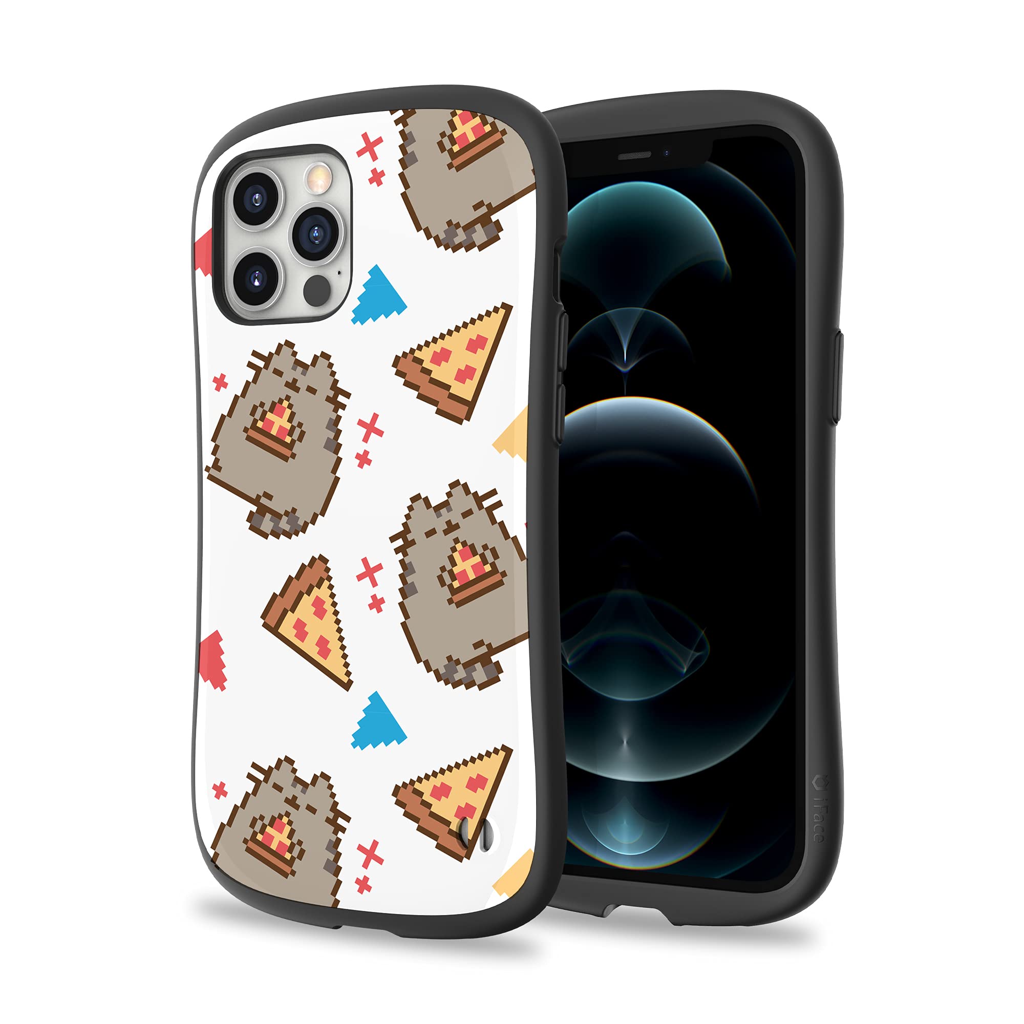 iFace x Pusheen First Class Designed for iPhone 12 Pro Max (6.7") – Cute Shockproof Dual Layer [Hard Shell + Bumper] Phone Case – Pizza (Pixel)