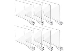 Hmdivor Upgraded Clear Acrylic Fitted Shelf Dividers, Closets Shelf and Closet Separator for Organization in Bedroom, Kitchen and Office Shelves (8 Pack)