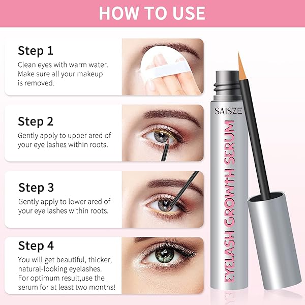 SAISZE EYELASH GROWTH SERUM 2 PCS, EYELASH ENHANCER, LASH EXTENSIONS, BIOTIN EYELASH SERUM, LASH BOOST SERUM FOR LONGER, FULLER AND THICKER LASHES, 2 COUNT X 0.1 FL OZ