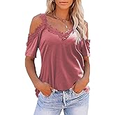 KKG Womens Sexy Cold Shoulder Tops, Casual Off Shoulder Open Shoulder Shirts