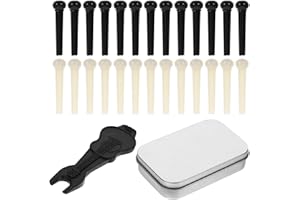 Homoyoyo 24pcs Acoustic Guitar Bridge Pins Set Unslotted Wooden Guitar String Pegs with Dot Bridge