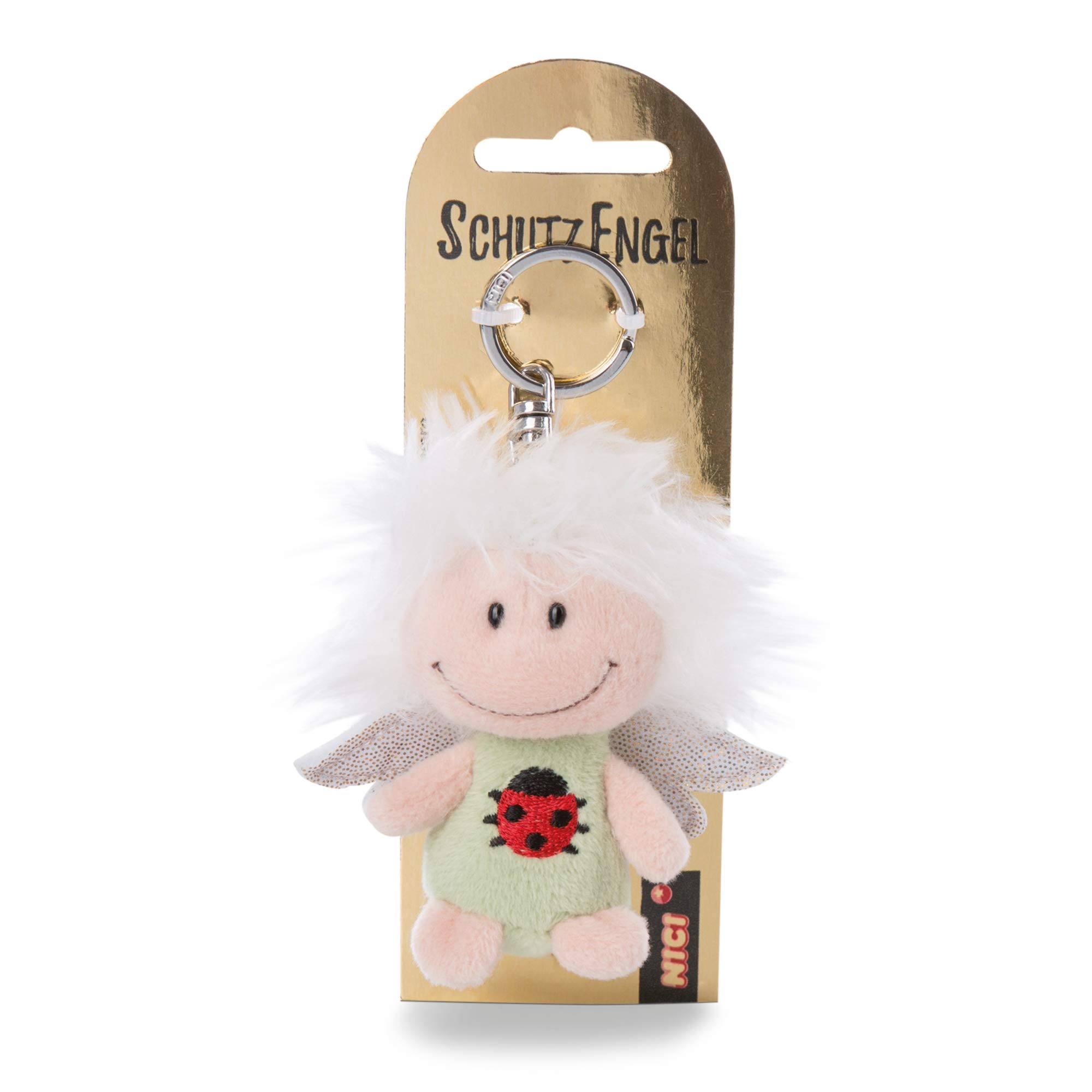 NICI Guardian Angel Keyring with Ladybird and Glitter Wings 7 cm - Lucky Charm Angel I Angel Keyring for Lanyard, Keychain & Key ring- 46122