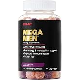 GNC Mega Men Multivitamin Gummy for Men, Mixed Berry, 120 Count | Gluten-Free Gummy Formula With 14 Key Ingredients Supports Energy Production, Metabolism, and Immune Health